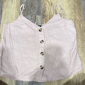 Women’s Blush Pink Button-Front Cropped Camisole
